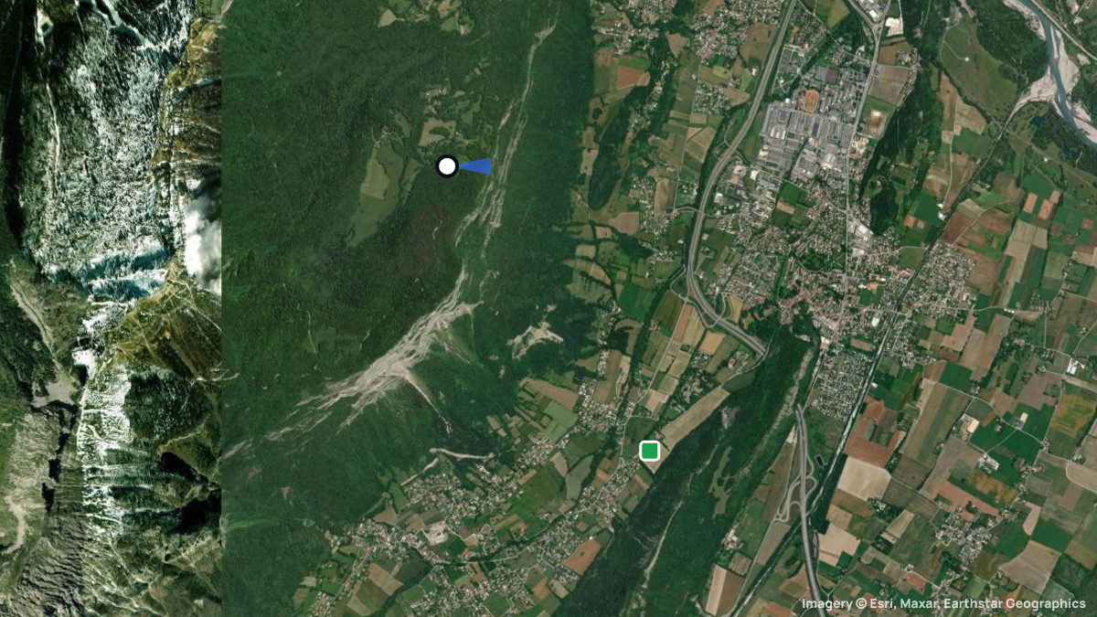 Satellitenkarte von Varces mit Start- und Landeplätzen