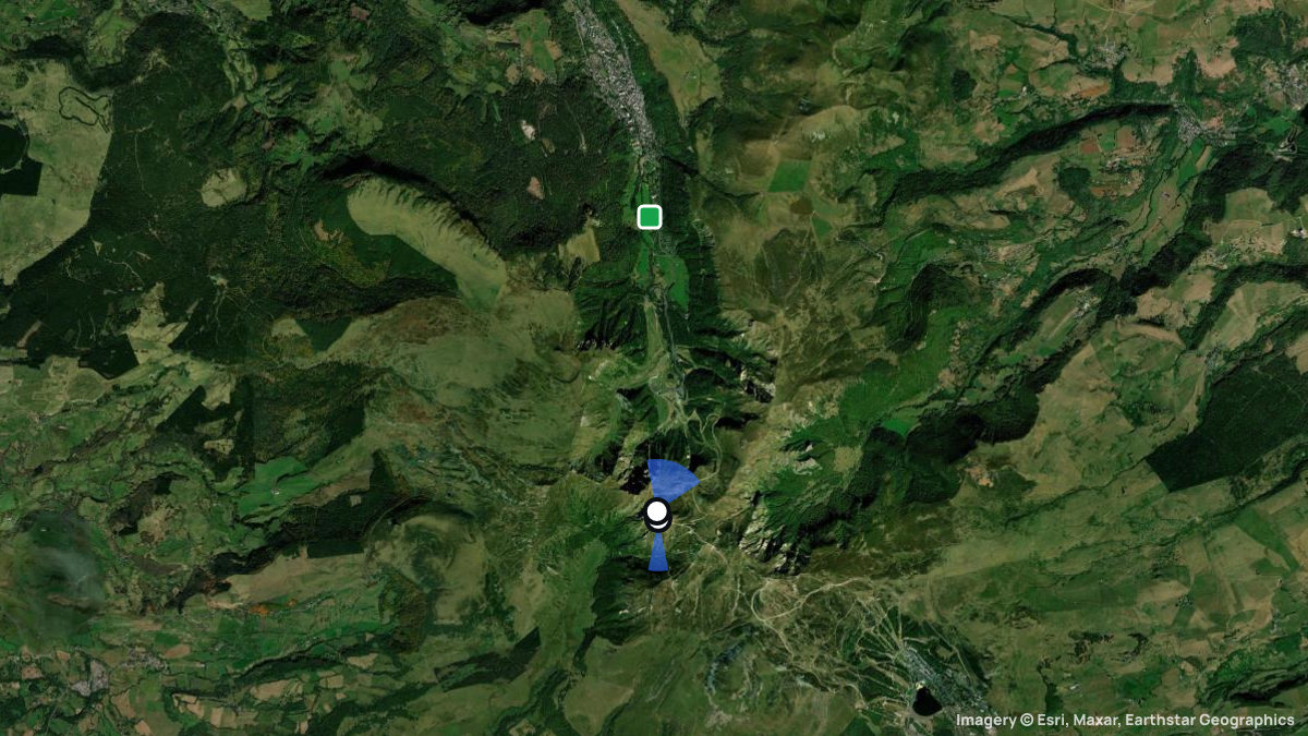 Satellite map of Puy de Sancy with its launches and landings