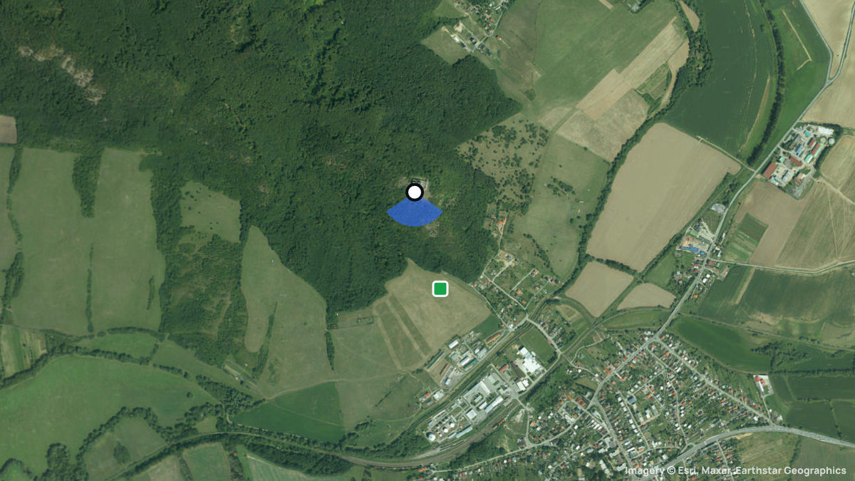 Satellite map of Kapusansky Hrad with its launches and landings