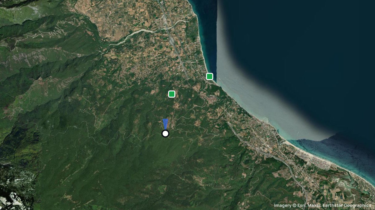 Satellite map of Profitis Ilias with its launches and landings