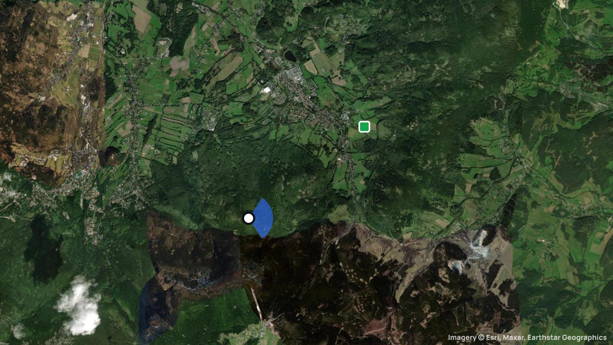 Satellite map of Wolowa Gora with its launches and landings