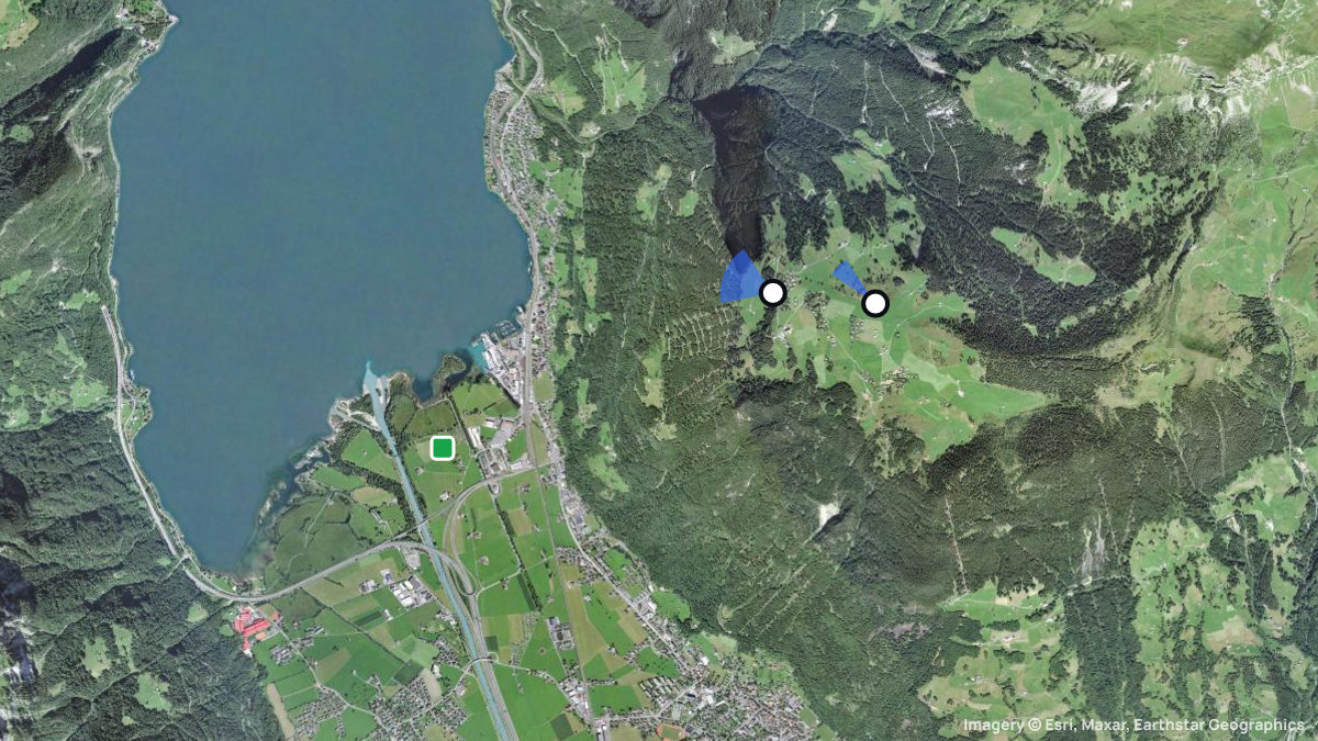 Satellitenkarte von Eggbergen mit Start- und Landeplätzen