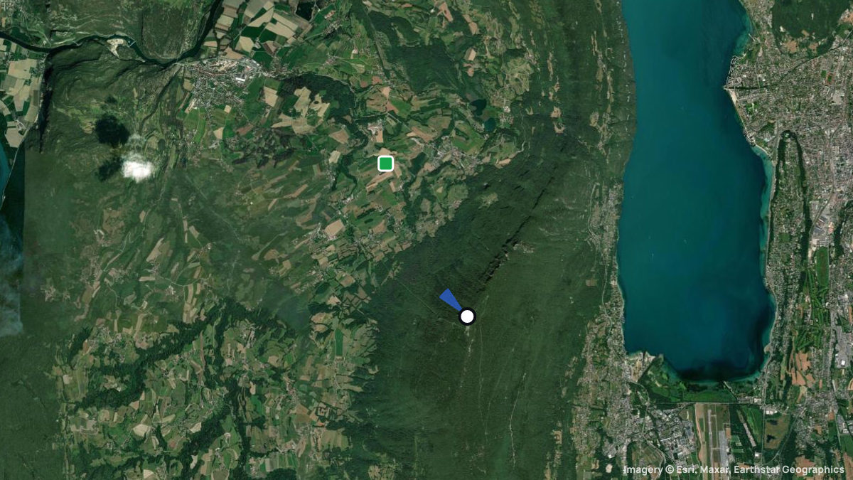 Satellite map of Mont du Chat with its launches and landings