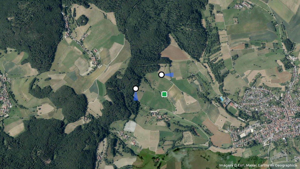 Satellite map of Güttersbach with its launches and landings