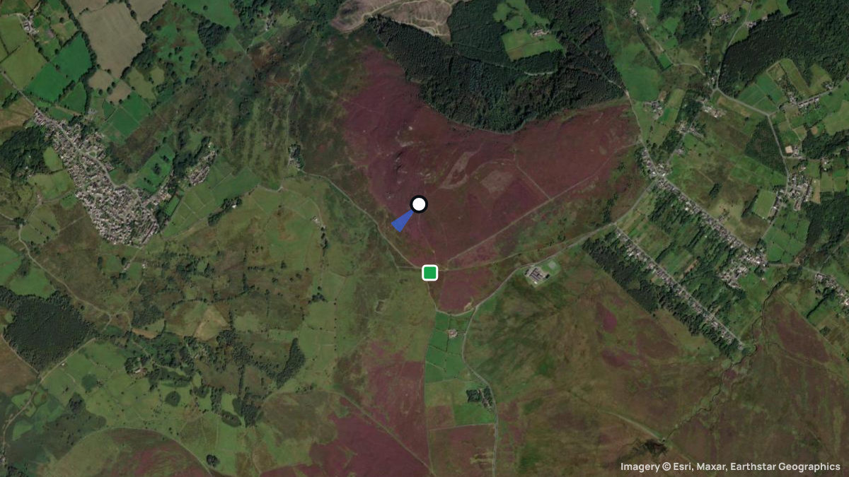 Satellite map of Moel y Ci with its launches and landings