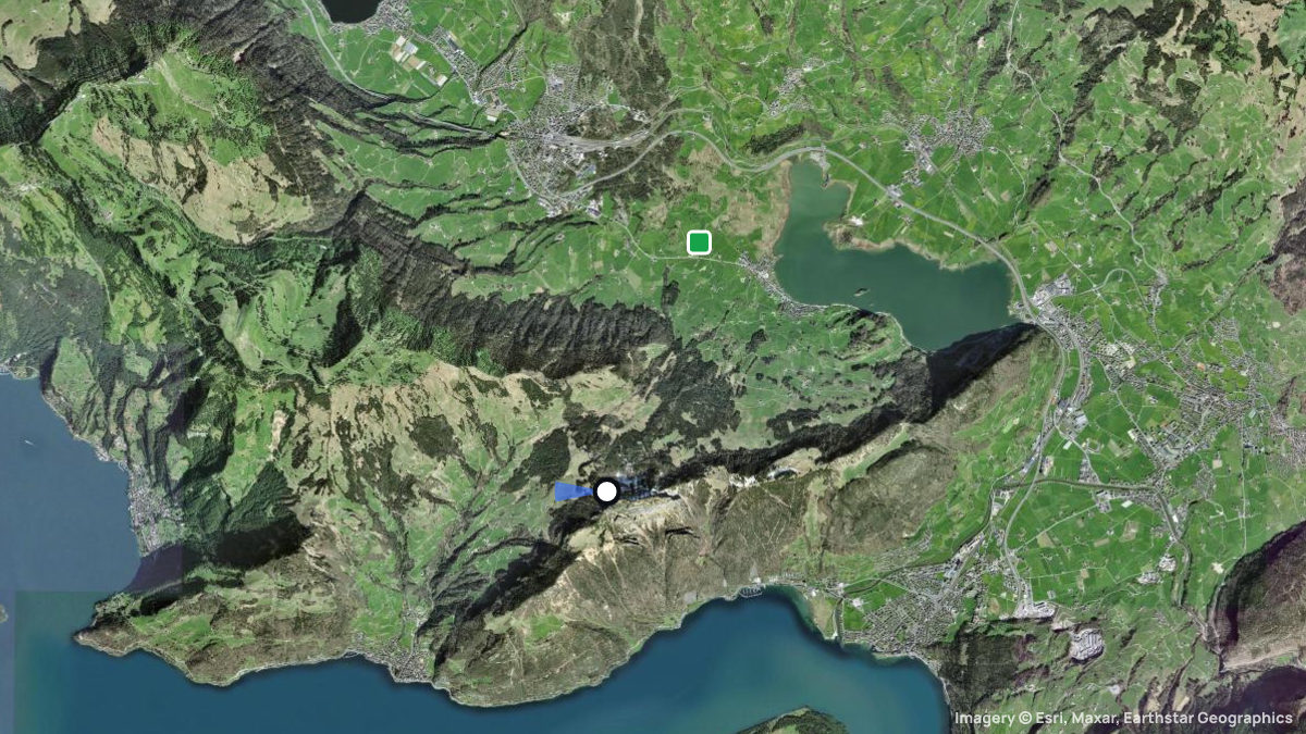 Satellite map of Hochflue with its launches and landings