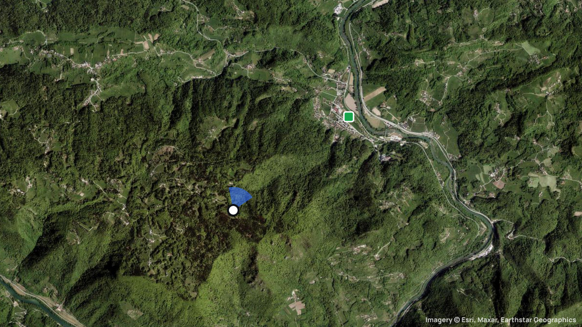 Satellite map of Kopitnik with its launches and landings