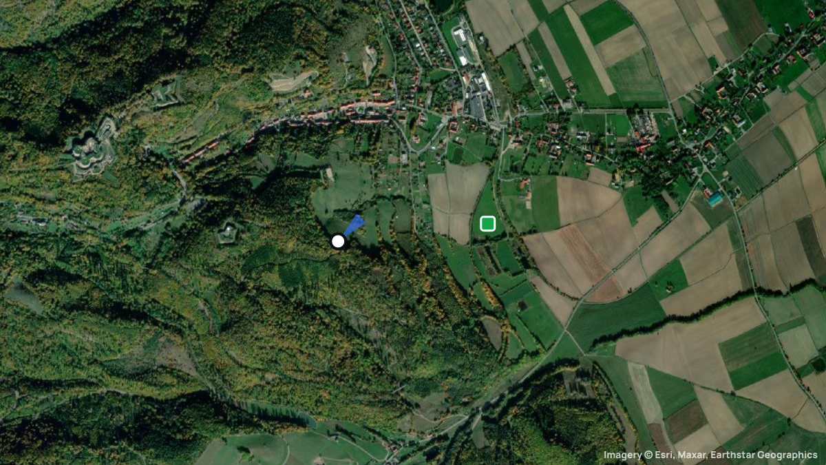 Satellite map of Srebrena Gora with its launches and landings
