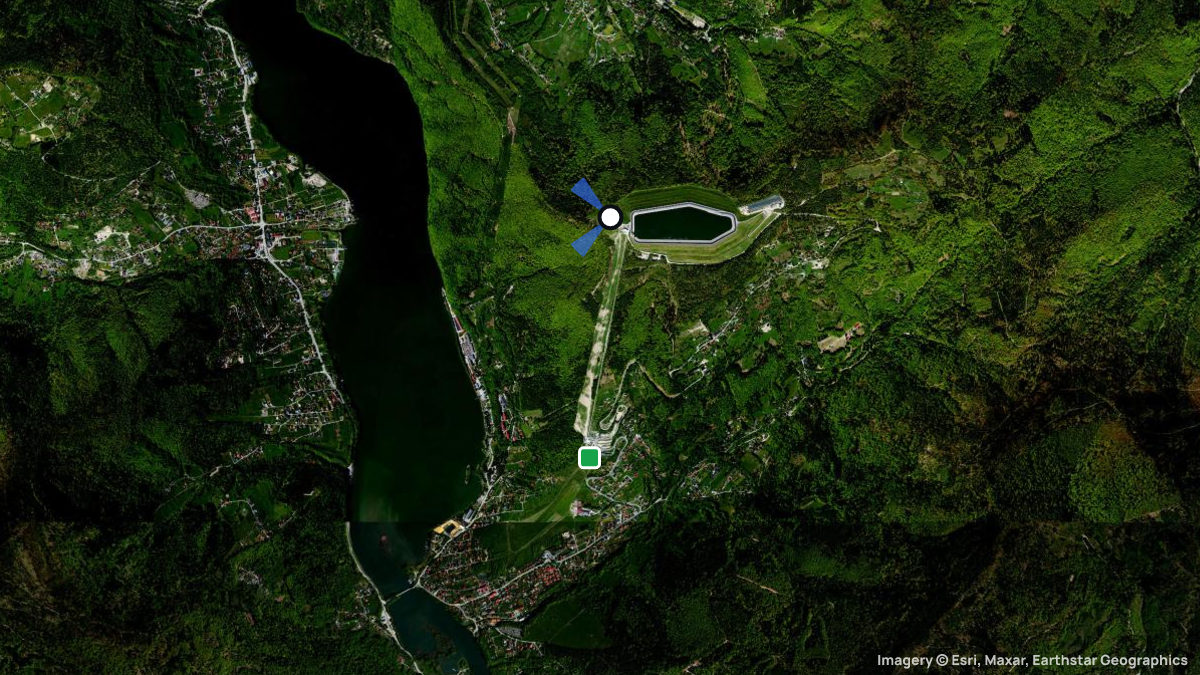Satellite map of Gory Zar with its launches and landings