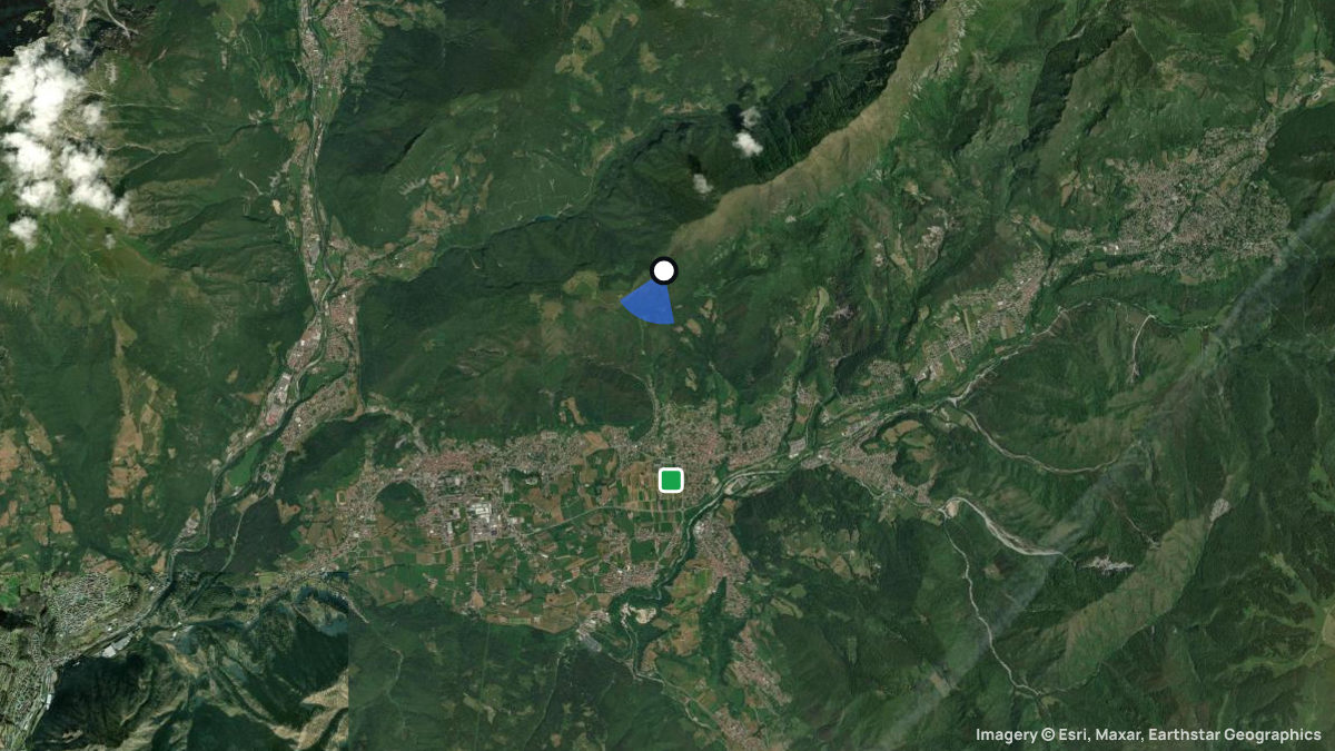 Satellite map of Monte Blum with its launches and landings