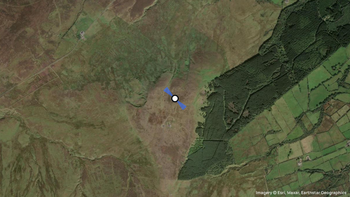 Satellite map of Slieve Gallion with its launches and landings