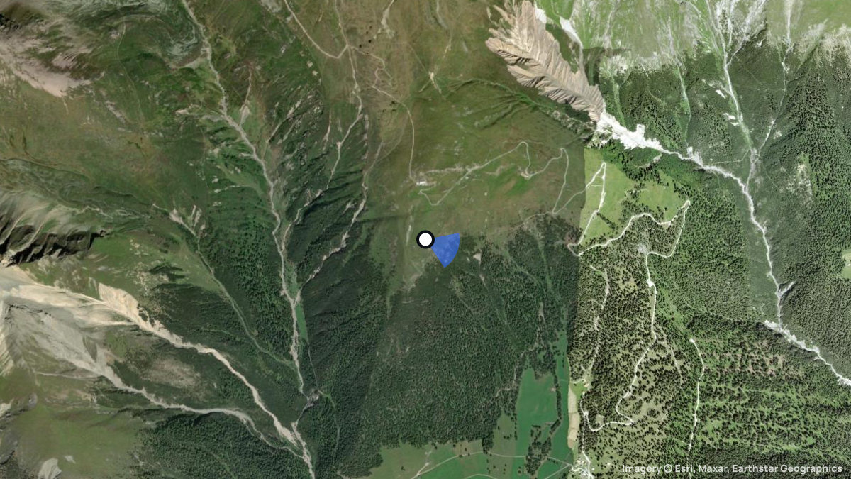 Satellitenkarte von Alp de la Creusch mit Start- und Landeplätzen