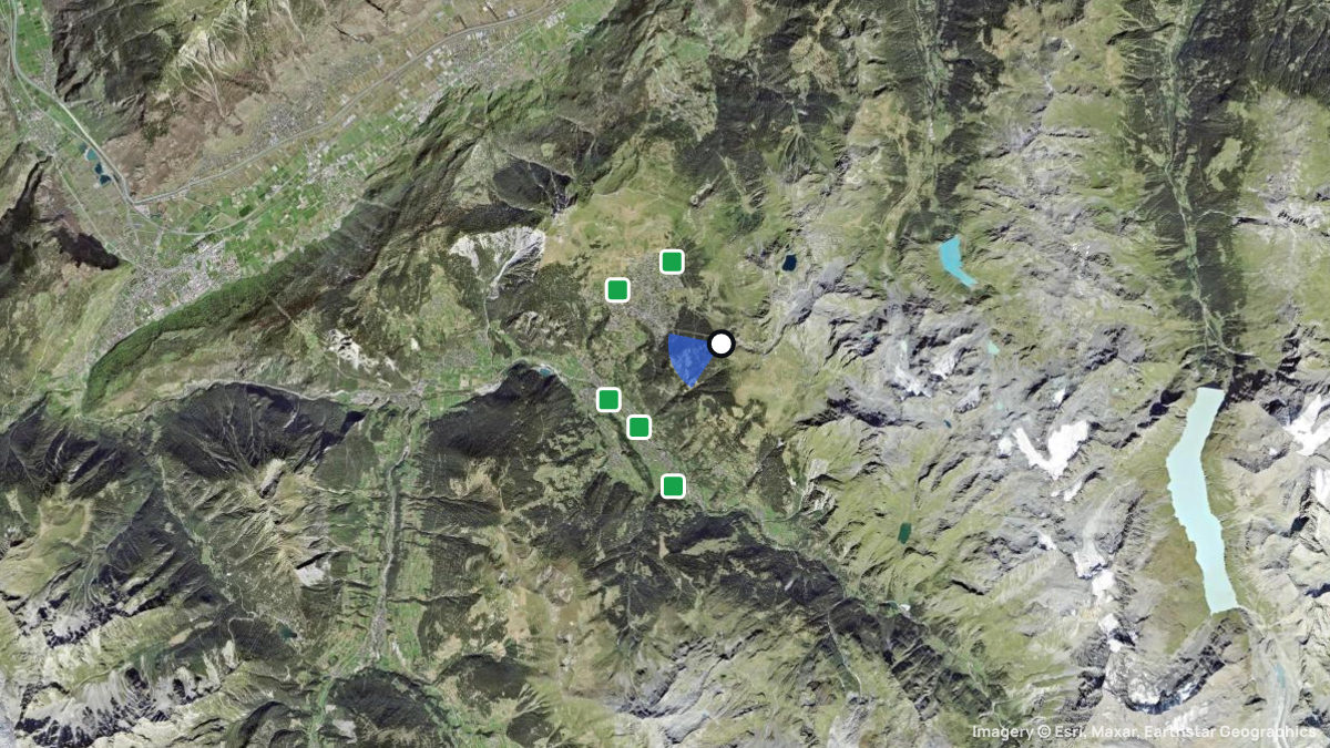 Satellitenkarte von Ruinette mit Start- und Landeplätzen