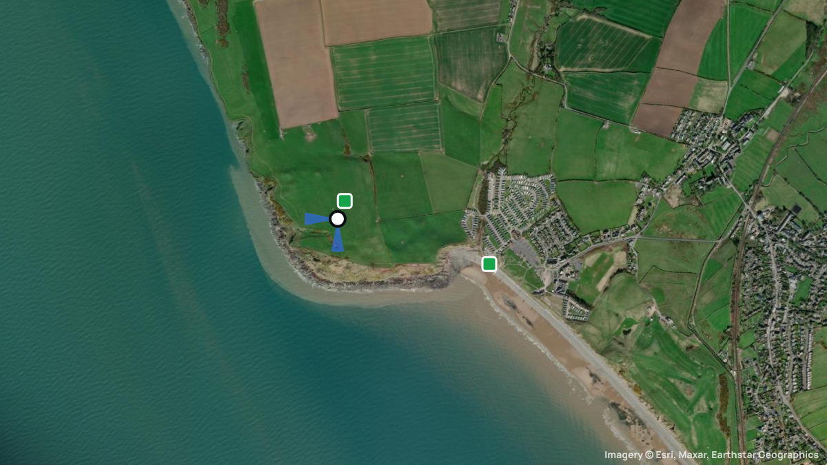 Satellite map of St. Bees with its launches and landings