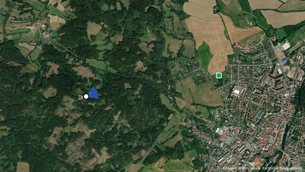 Satellitenkarte von Svatabor mit Start- und Landeplätzen