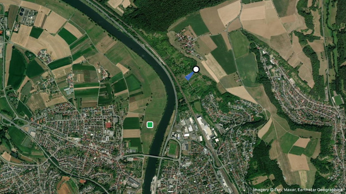 Satellitenkarte von Schreckhof GS mit Start- und Landeplätzen