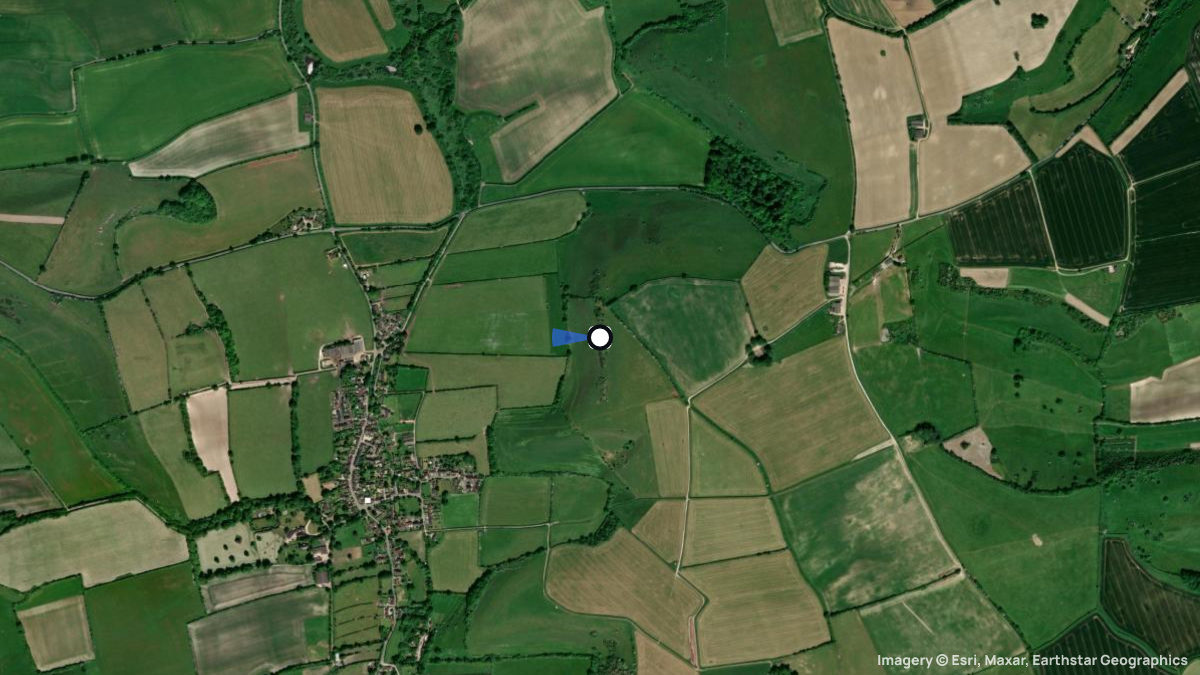 Satellitenkarte von Cowdown Hill mit Start- und Landeplätzen