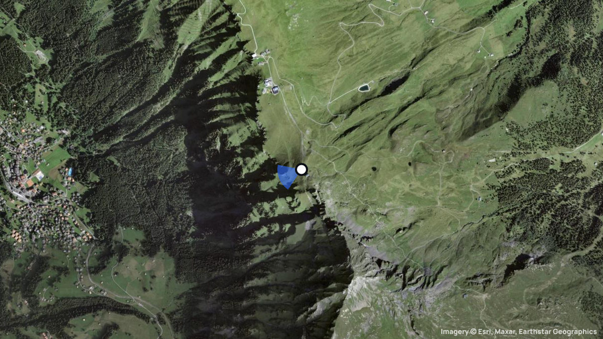 Satellitenkarte von Tschuggen mit Start- und Landeplätzen