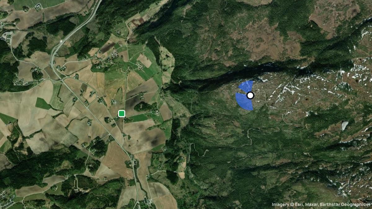 Satellitenkarte von Forbordsfjellet mit Start- und Landeplätzen
