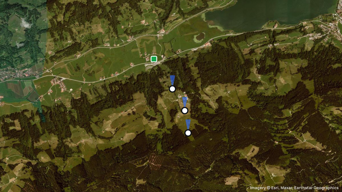 Satellitenkarte von Alpsee mit Start- und Landeplätzen