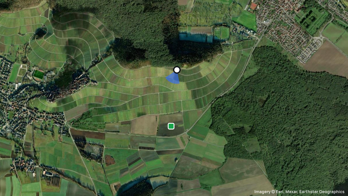 Satellite map of Teufelsberg with its launches and landings