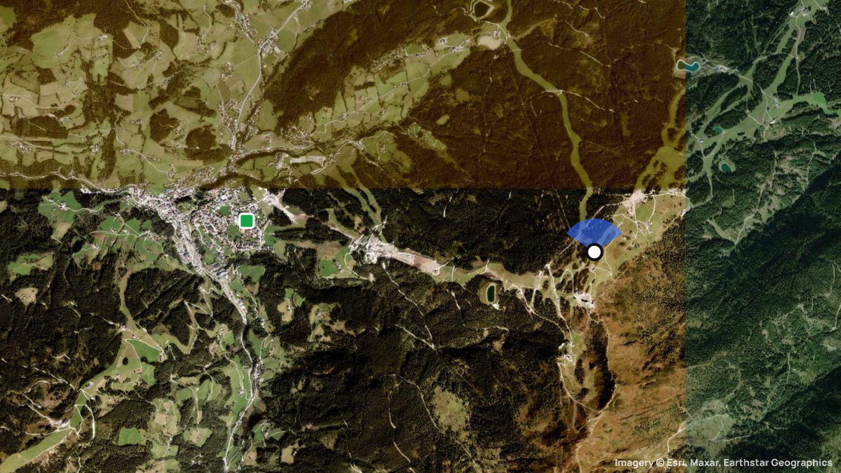 Satellitenkarte von Grießenkar mit Start- und Landeplätzen