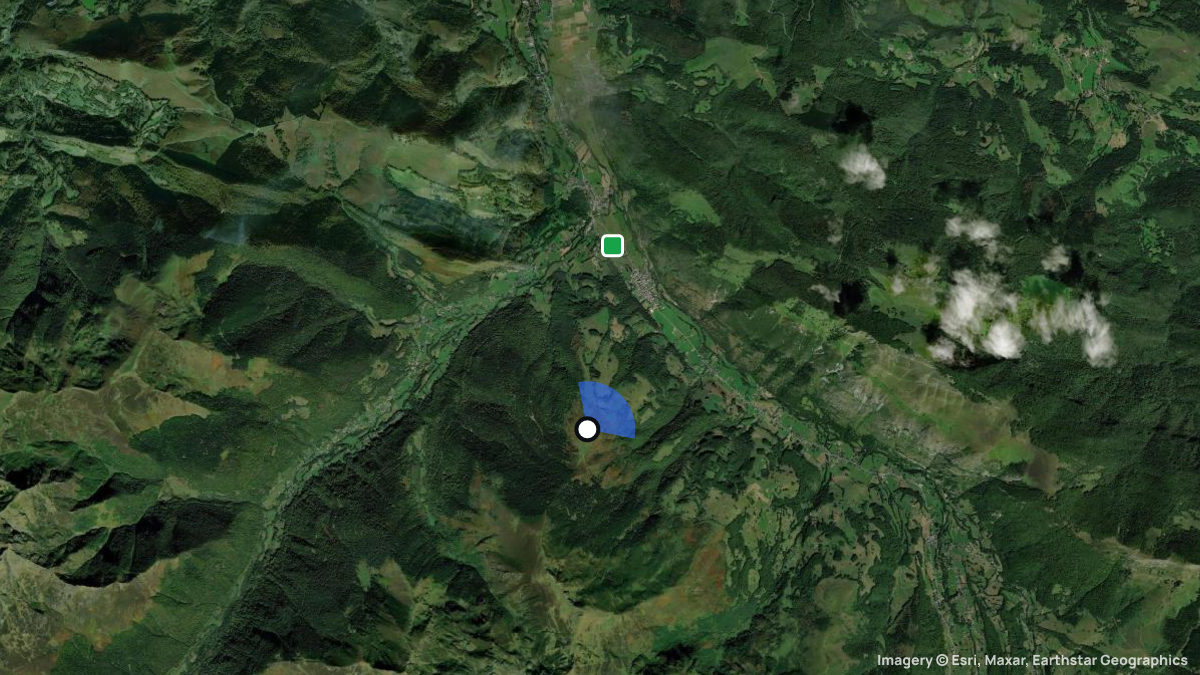 Satellite map of Col de la Courade with its launches and landings