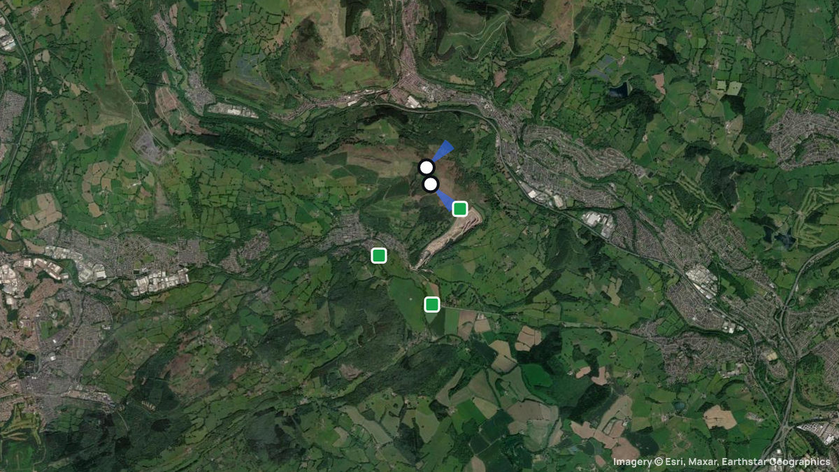Satellite map of Machen with its launches and landings