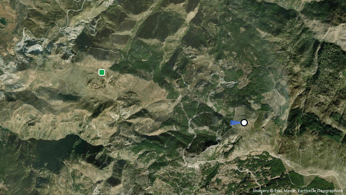 Satellite map of Sierra Nevada with its launches and landings