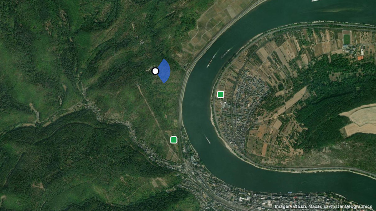 Satellite map of Boppard with its launches and landings