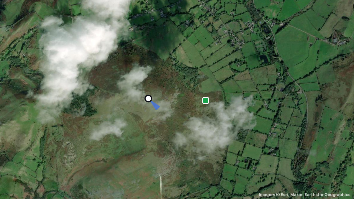 Satellite map of Corndon with its launches and landings