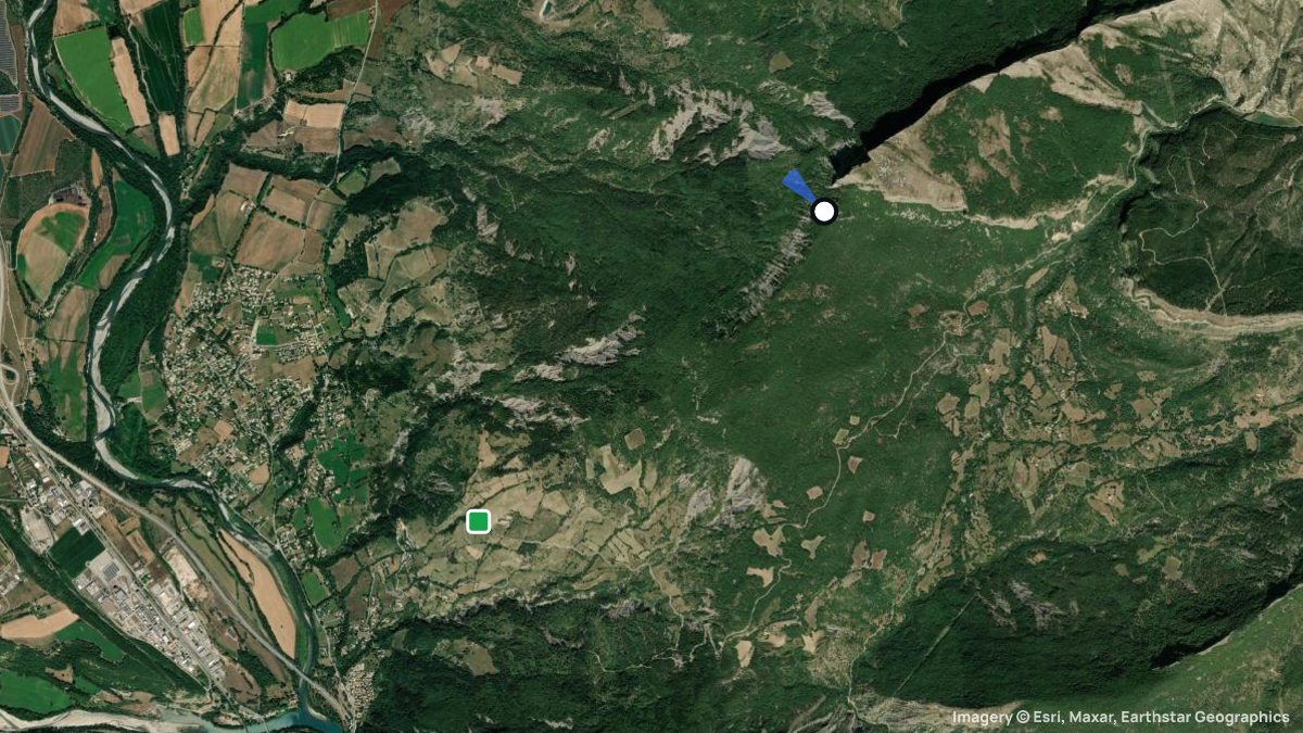 Satellitenkarte von Montagne de Gache mit Start- und Landeplätzen