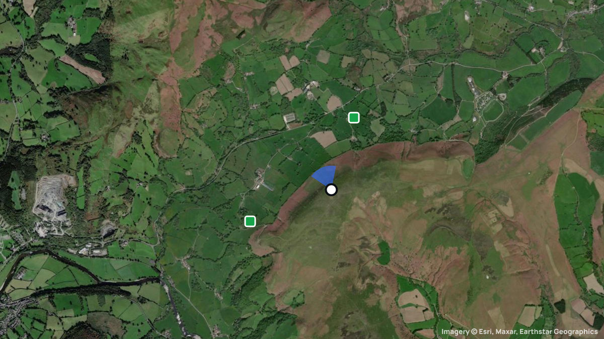 Satellite map of Builth Wells with its launches and landings