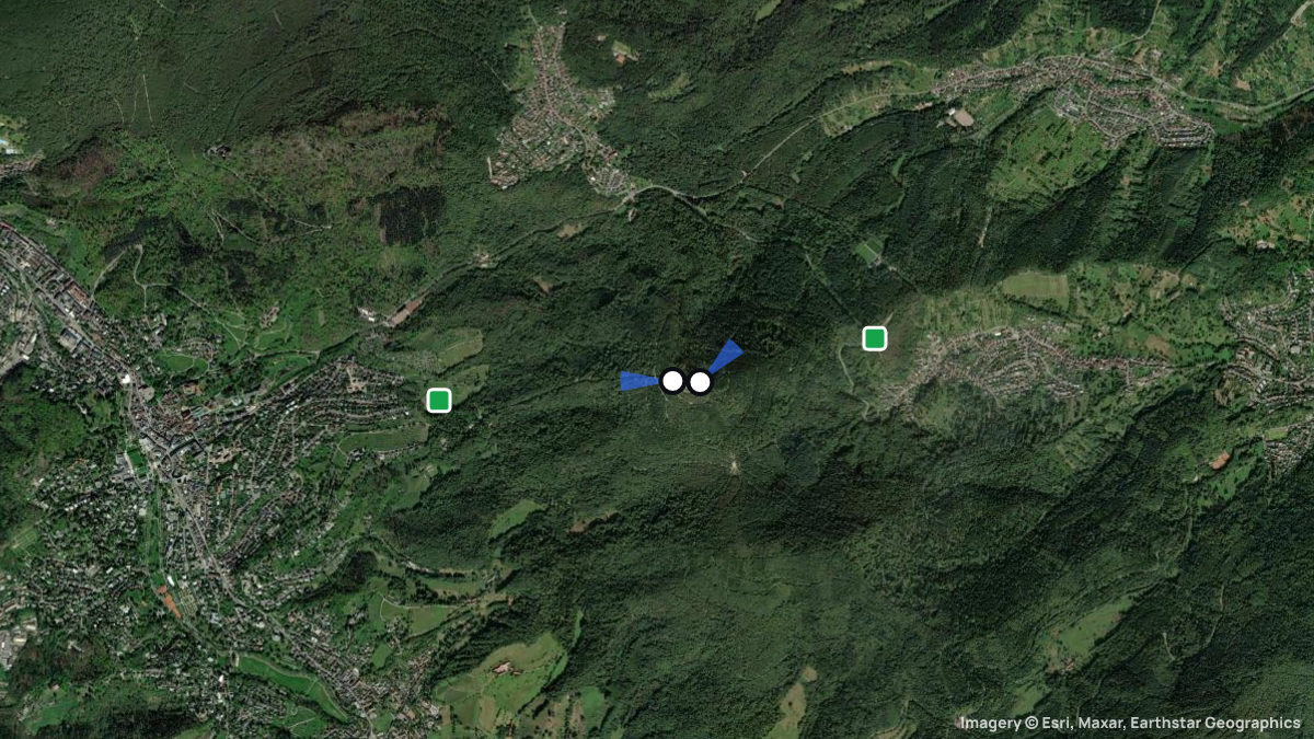 Satellite map of Merkur with its launches and landings