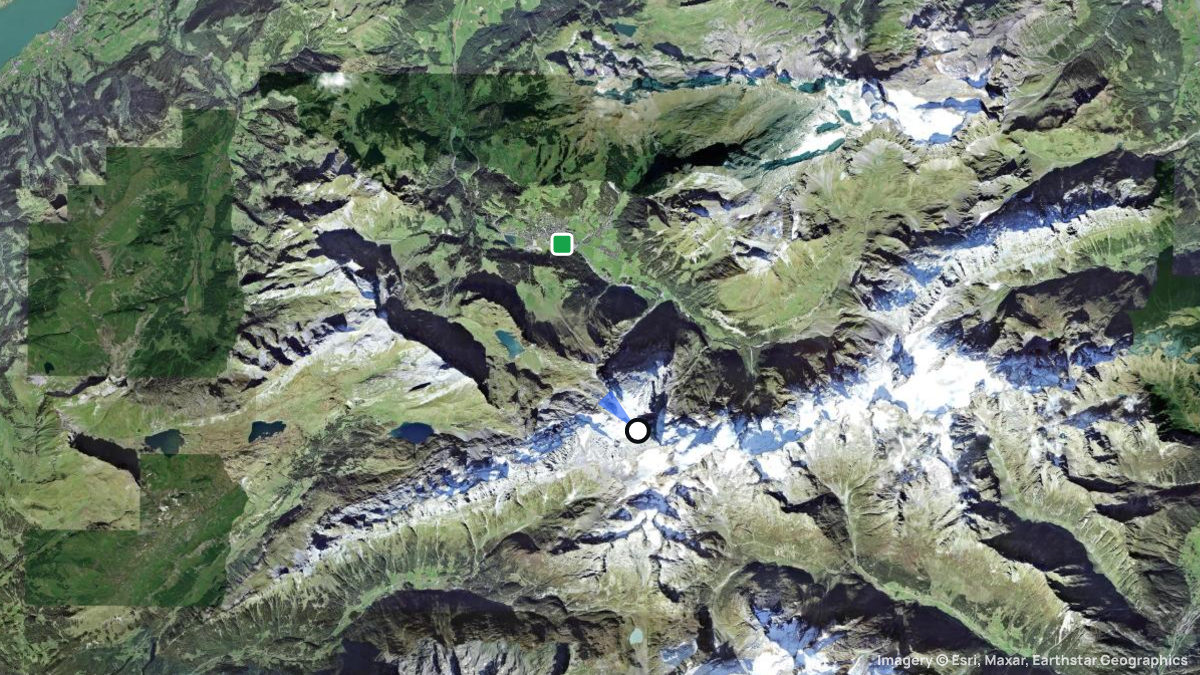 Satellitenkarte von Titlis mit Start- und Landeplätzen