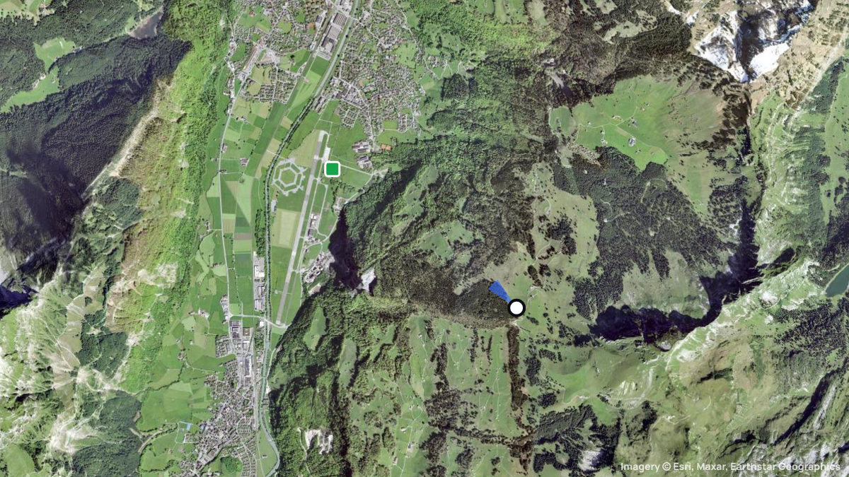 Satellite map of Fronalp with its launches and landings