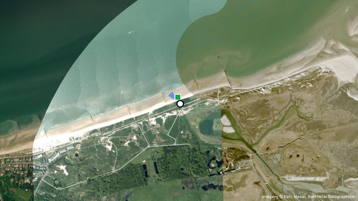 Satellite map of Knokke with its launches and landings
