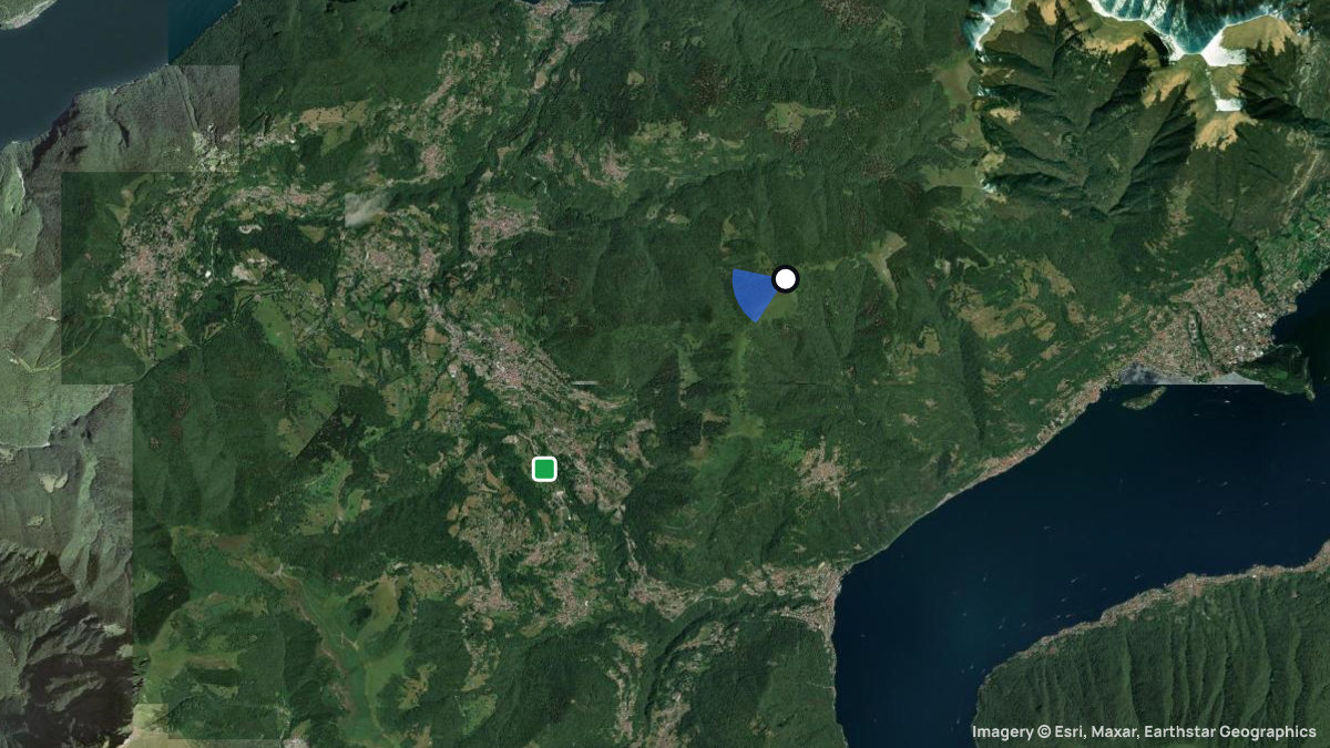 Satellite map of Monte Sertore with its launches and landings