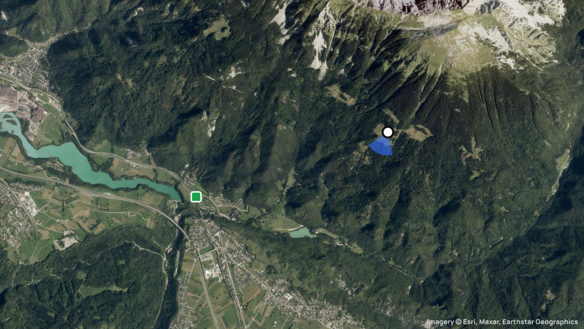 Satellite map of Zabreska Planina with its launches and landings