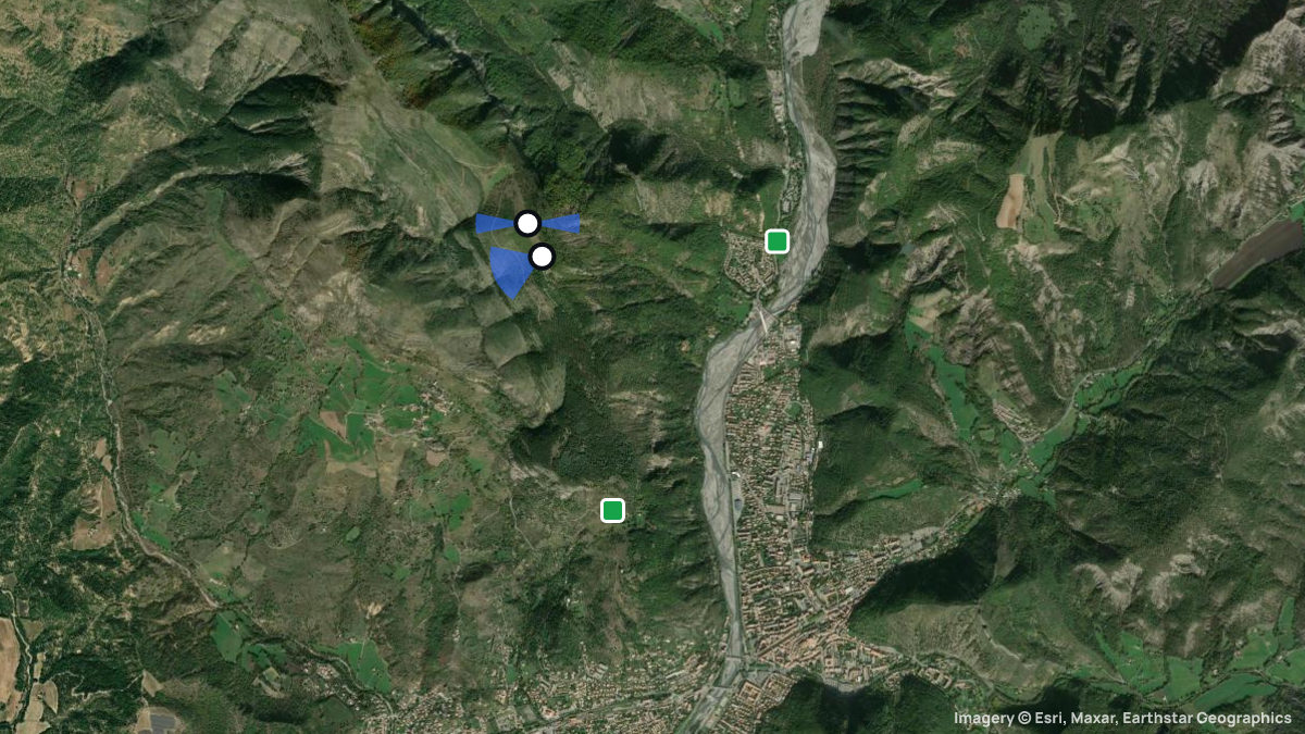 Satellite map of L'Andran with its launches and landings