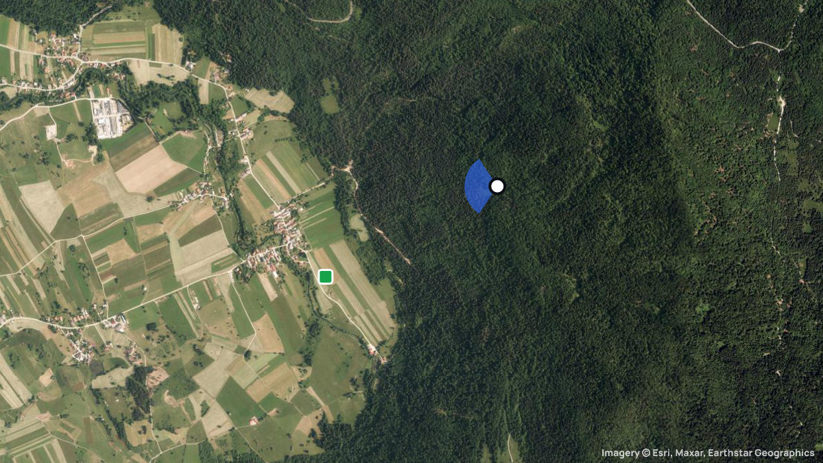 Satellitenkarte von Racna Gora mit Start- und Landeplätzen