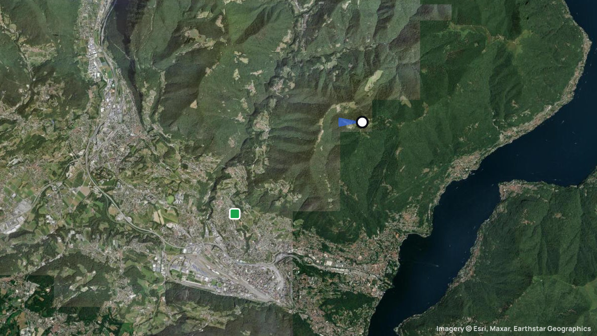 Satellitenkarte von Monte Bisbino mit Start- und Landeplätzen