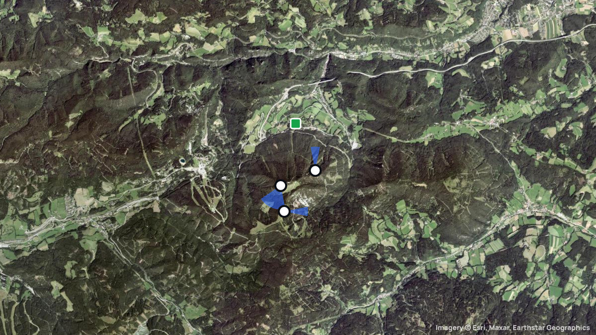 Satellitenkarte von Sonnwendstein mit Start- und Landeplätzen