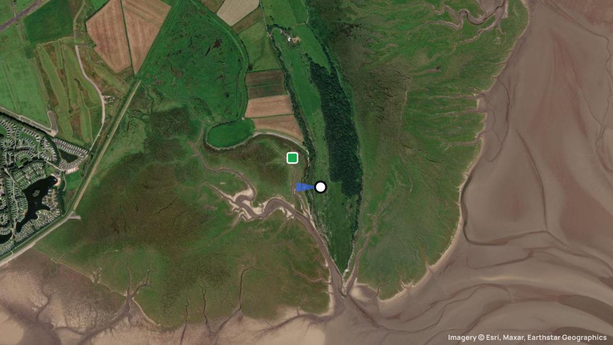 Satellitenkarte von Humphrey Head mit Start- und Landeplätzen