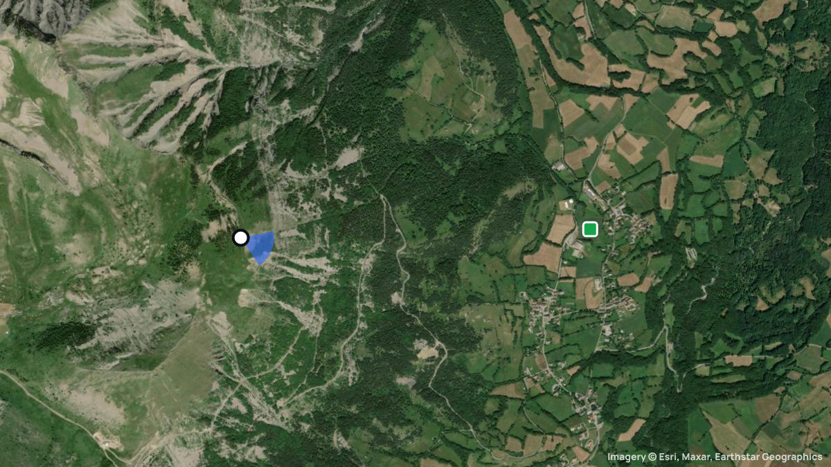 Satellitenkarte von Vallon de la Saume mit Start- und Landeplätzen
