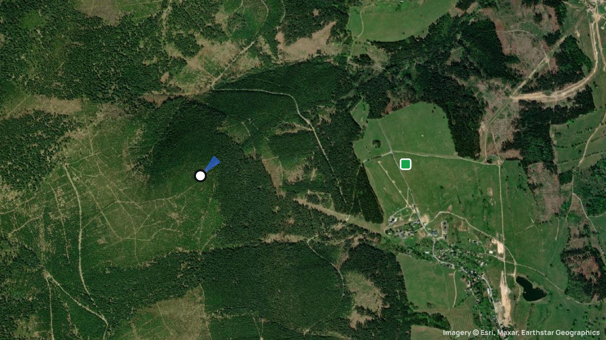 Satellite map of Tetrevi hora with its launches and landings