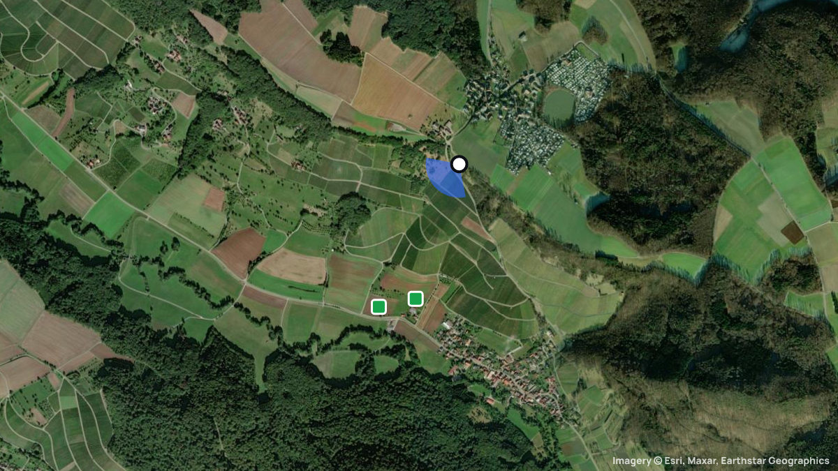 Satellitenkarte von Geddelsbacher Hang mit Start- und Landeplätzen