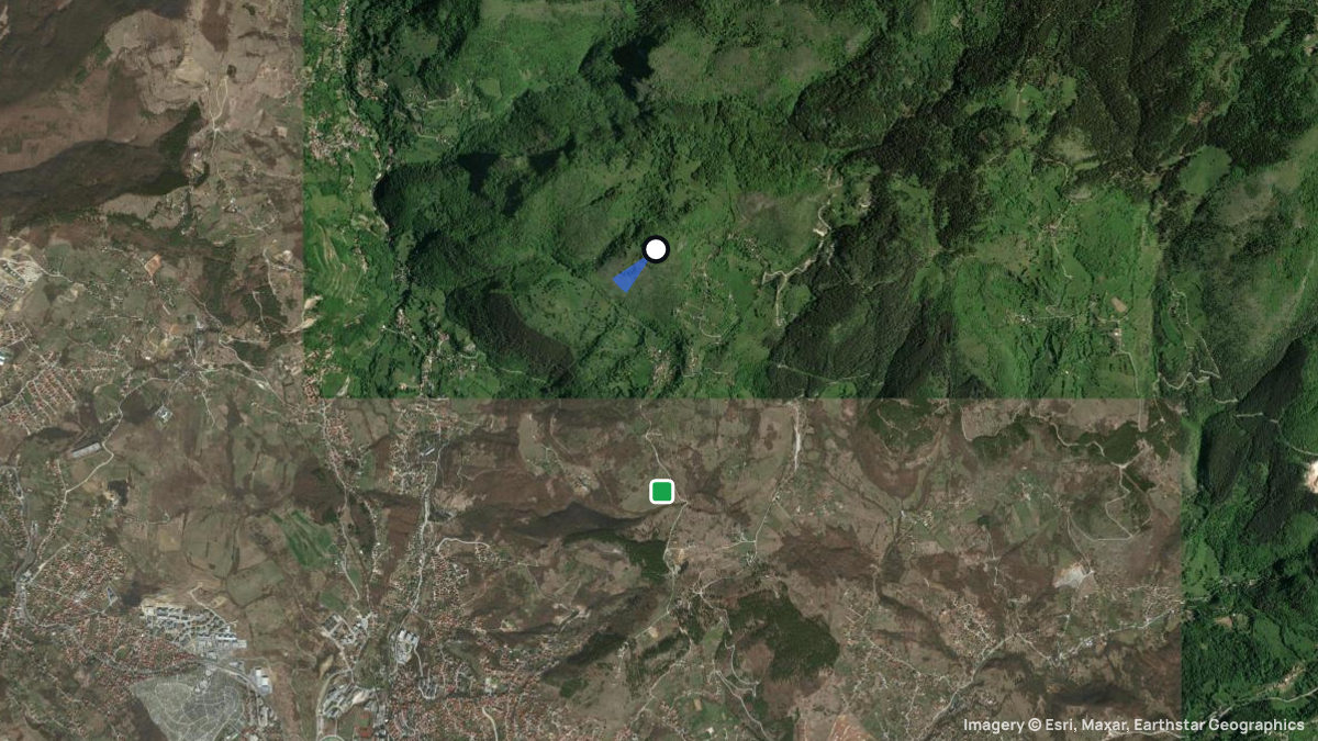 Satellite map of Mrkovici with its launches and landings