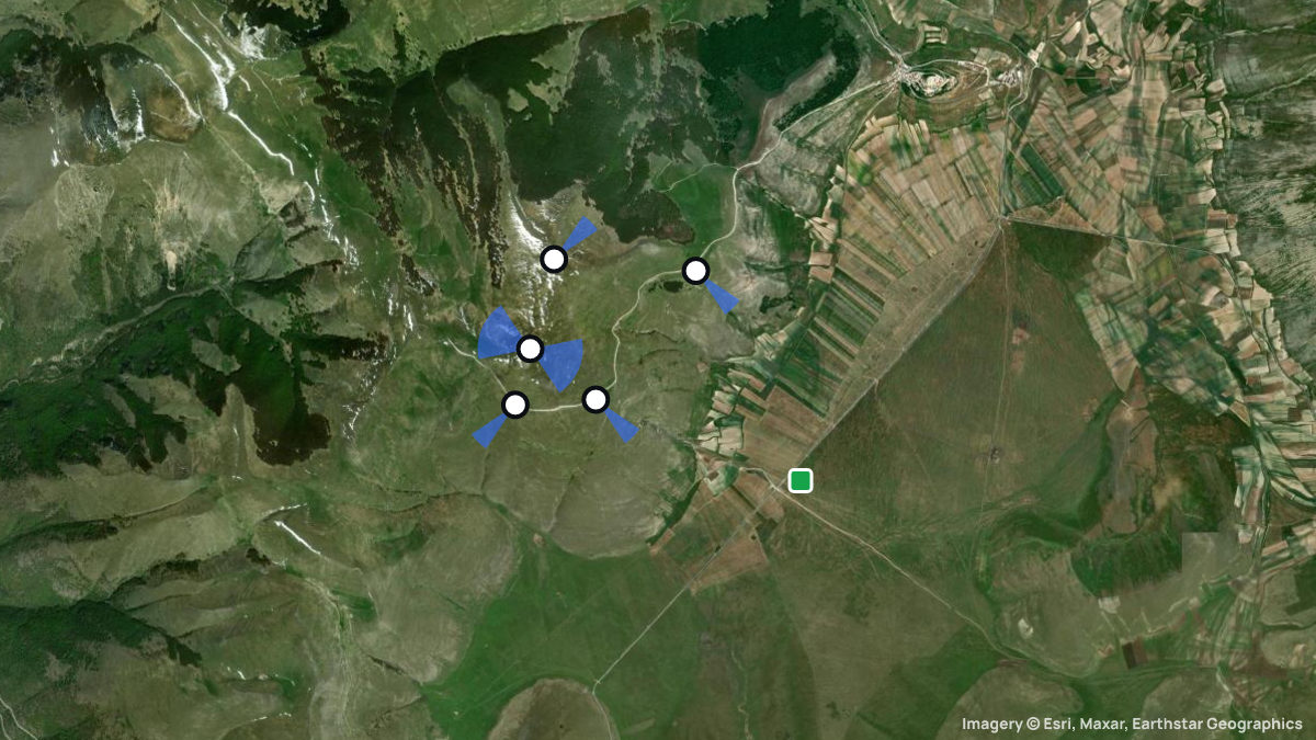 Satellitenkarte von Castelluccio Fontanile mit Start- und Landeplätzen