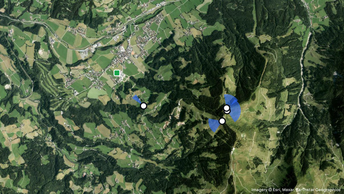 Satellitenkarte von Choralpe mit Start- und Landeplätzen